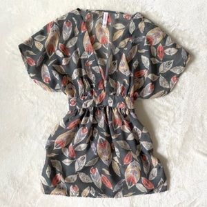 Feather Print Sheer Kimono Style Top; Target XS